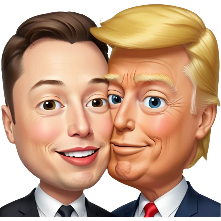 Elon musk kissing Donald trump emoji