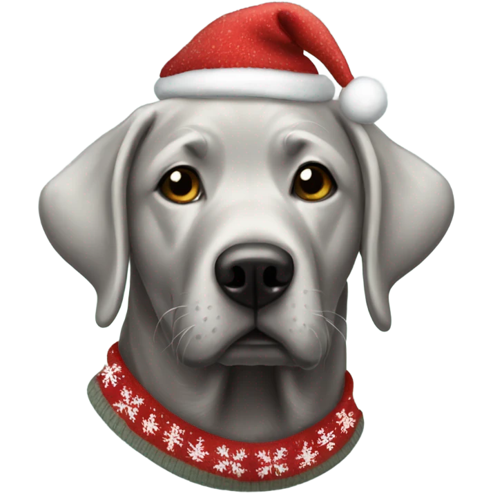 Silver lab with christmas sweater emoji