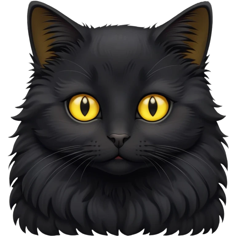 small black cat with small yellow eyes emoji