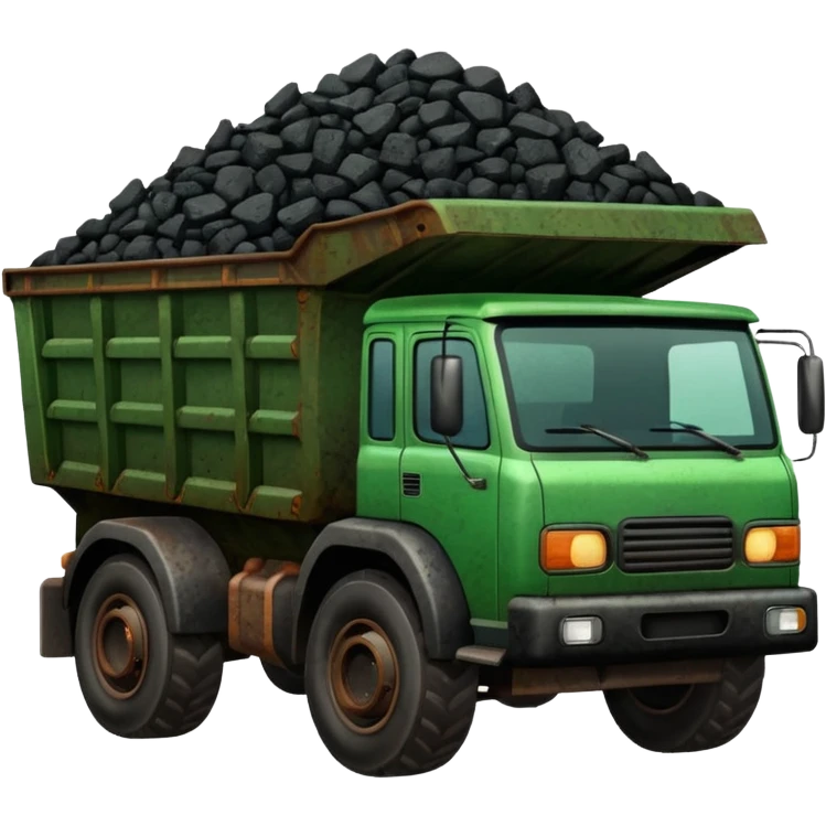 green truck with coal ore emoji