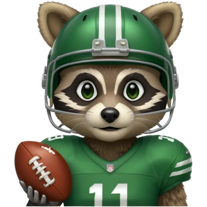 american football player raccoon green emoji