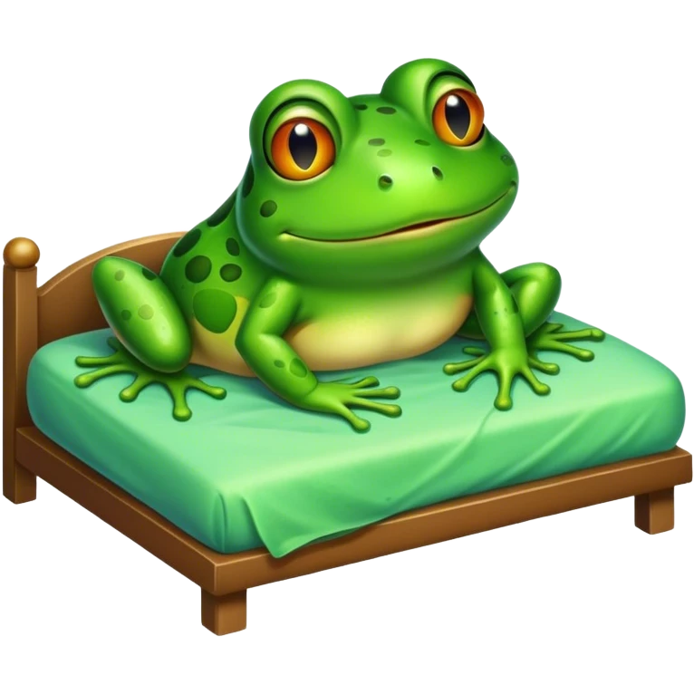 Frog laying in a bed emoji