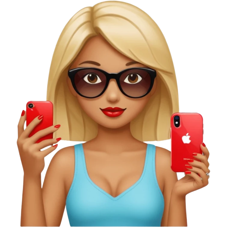 Girl with sunglasses and nails with an iPhone emoji