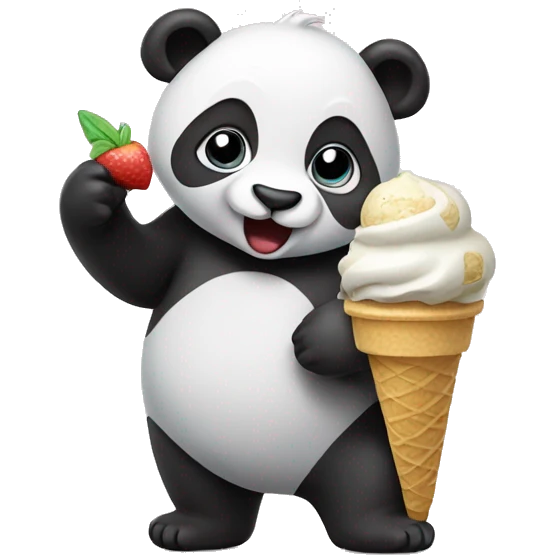 Panda eating ice cream emoji
