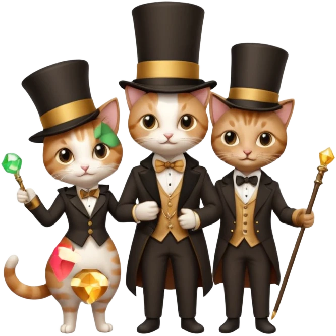 magician couple and their pet cat emoji
