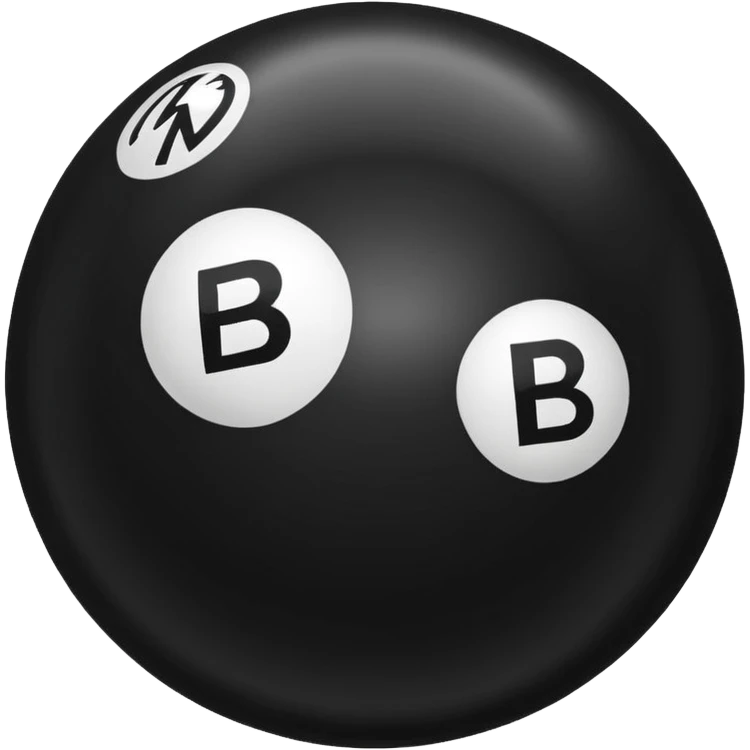 Black pull Ball with MB written on it emoji