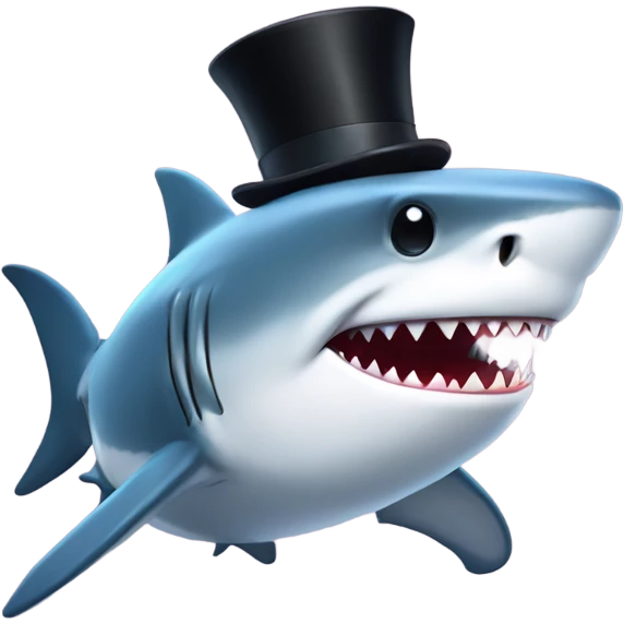 Shark with a top hat emoji