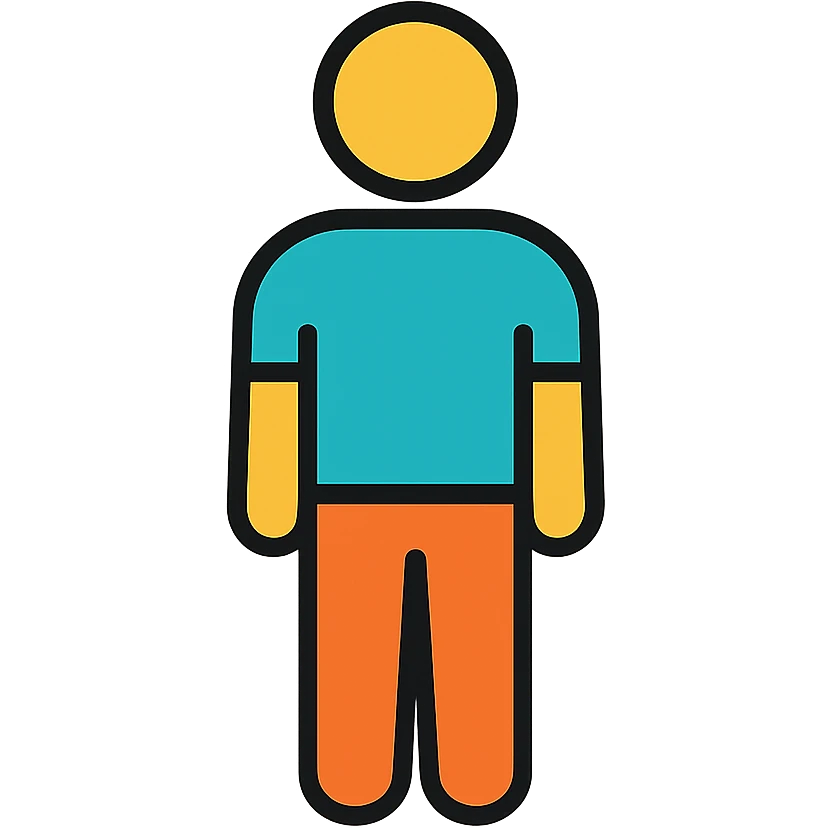 Simple human figure standing, person icon emoji