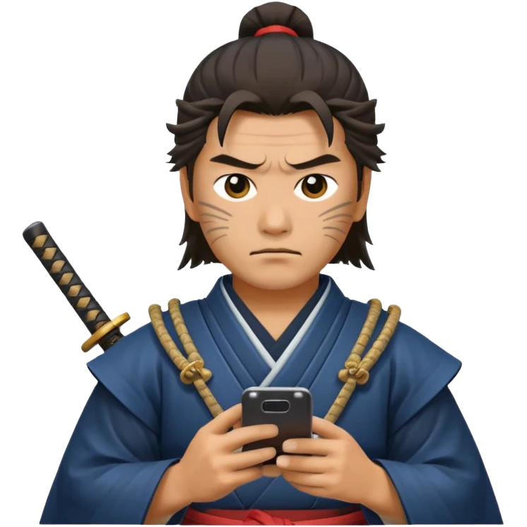 samurai with smartphone emoji