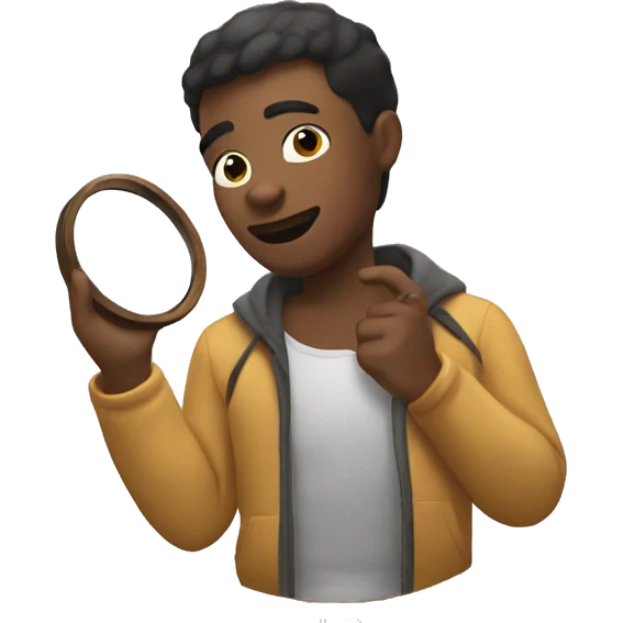 Holds a mirror in his hand emoji