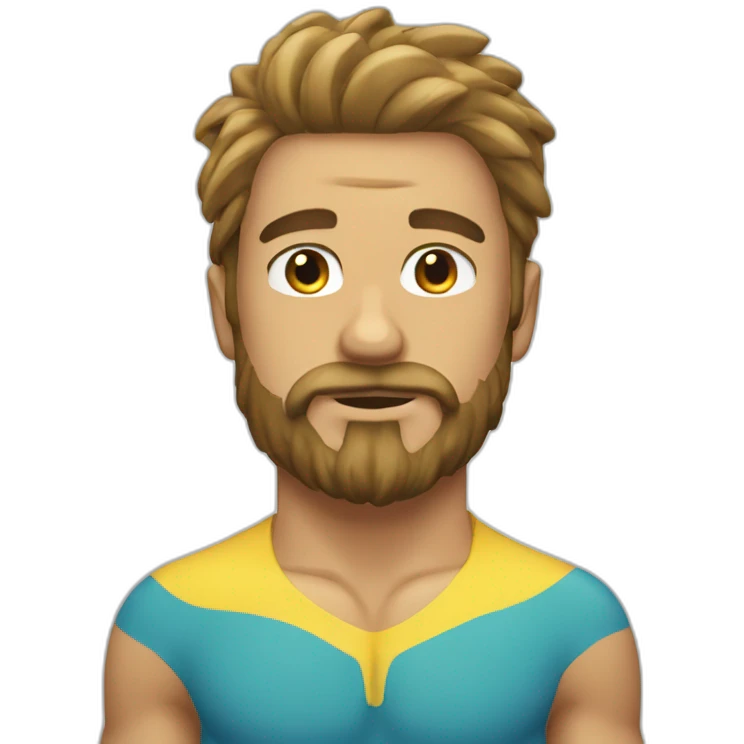 Swimming guy hair beard muscles emoji