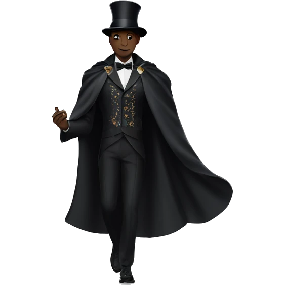 a black full body magician that has a cape that says ''Dior'', cape, text Dior emoji