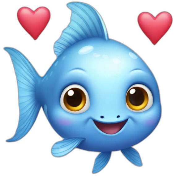 cute fish with hearts emoji