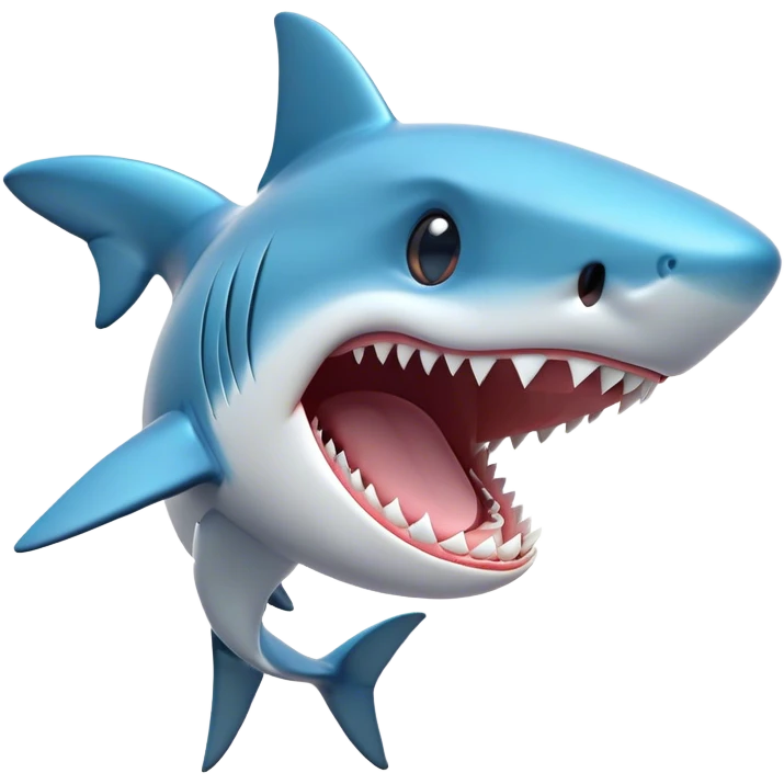 Cinematic Cute Yawning Shark Portrait Emoji, Head tilted slightly with a dramatic, wide-open yawn, showcasing a soft, streamlined body with gently drooping fins and eyes barely open in drowsy contentment, Simplified yet irresistibly adorable features, highly detailed, glowing with a soft, cozy glow, high shine, relaxed yet expressive, stylized with a touch of aquatic charm, bright and endearing, soft glowing outline, capturing the essence of a sleepy yet affectionate shark, so drowsy it feels like it could float right out of the screen and curl up for a nap! emoji