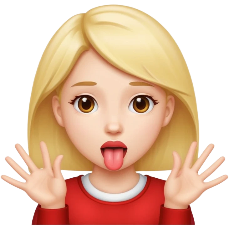 Girl with tongue out and hands to the sides  emoji