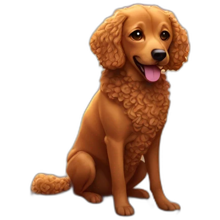 Curly caramel colored dog on the beach at sunset emoji