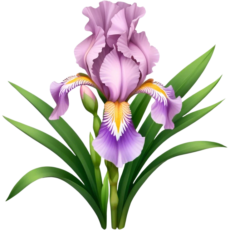 big bouquet Soft Pink Iris, luxuriant, leaf, bud emoji
