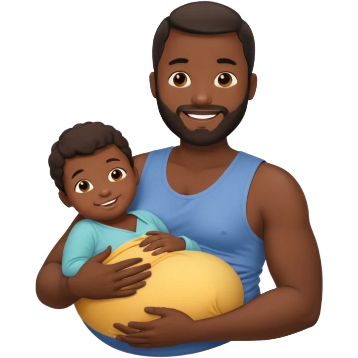 A pregnant burly black man breastfeeding his baby emoji