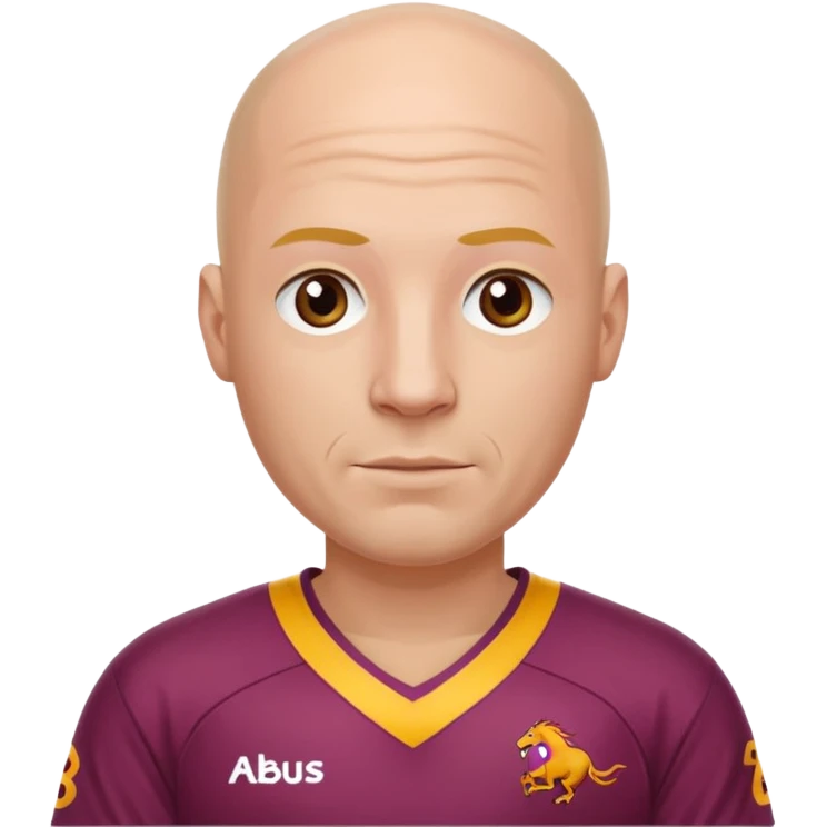young-ish 50 year old man dressed in a brisbane broncos jersey, bald head, fair skin emoji