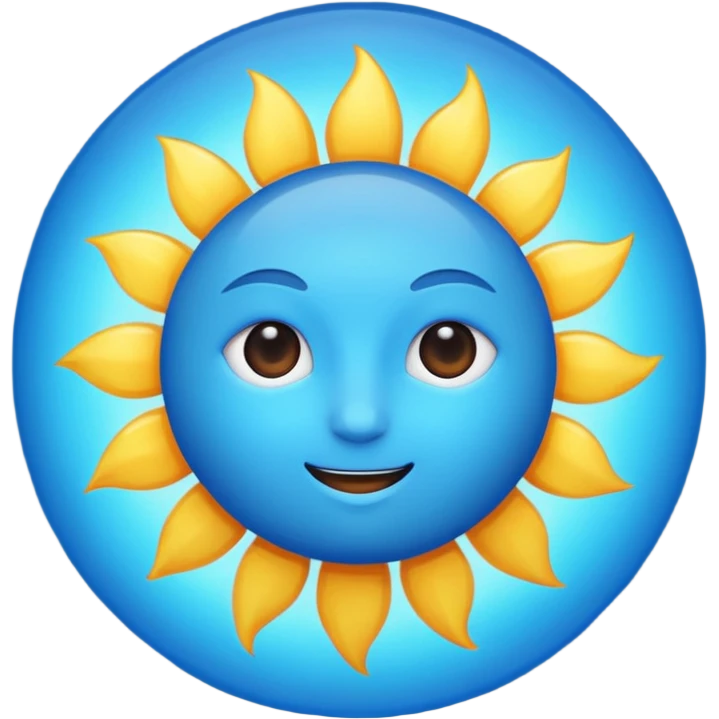 A fully blue realistic sun emoji