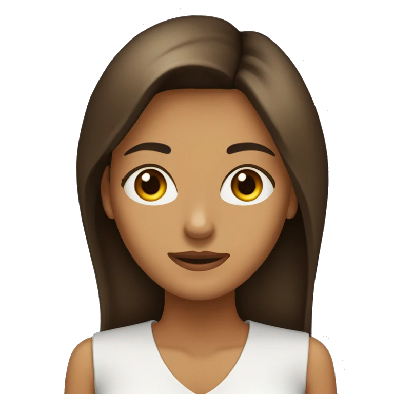 MUJER DE ROSTRO OVALADO, PELO CASTAÑO LARGO, OJOS MARRON OSCURO emoji