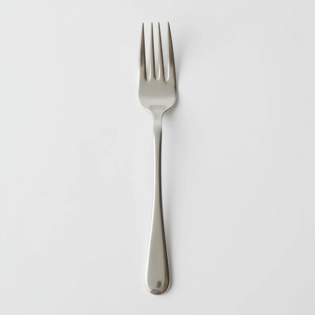 A simple, silver fork utensil, realistic style. emoji