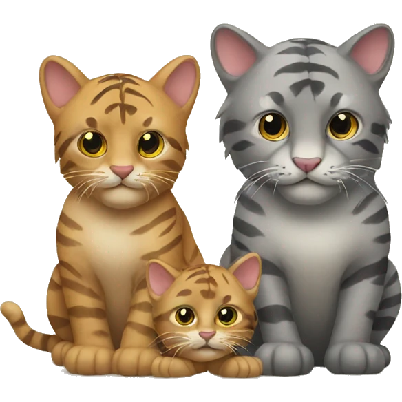 big cat with two little cats emoji