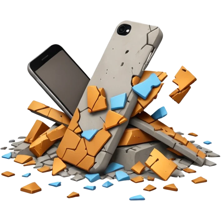 3D iPhone style emoji of debris and ruins, broken pieces of concrete and metal scattered, chaotic structure, isolated on white background, soft shadows, high detail, playful and cute. emoji