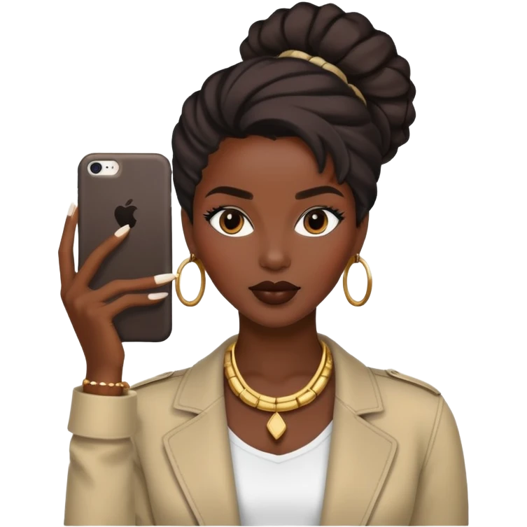 Stylish African woman with trendy clothes, fashionable hairstyle, and modern accessories emoji