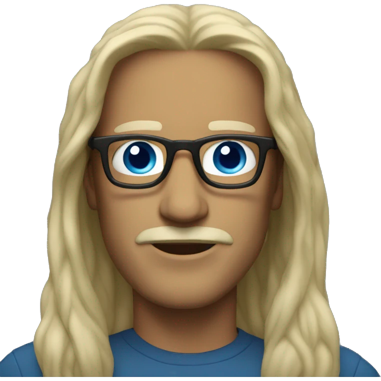 A man with long hair, black glasses with blue lenses emoji