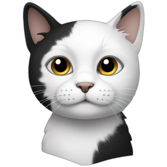 white cat with black parts emoji