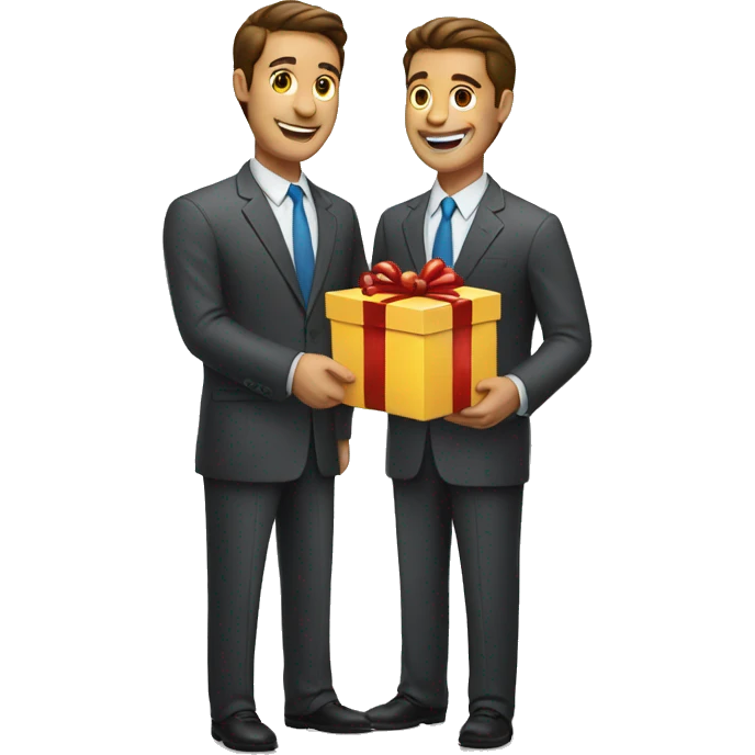 business man giving a gift emoji