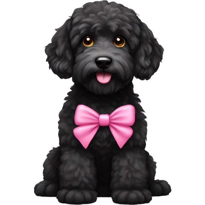 Black labradoodle with pink bow emoji