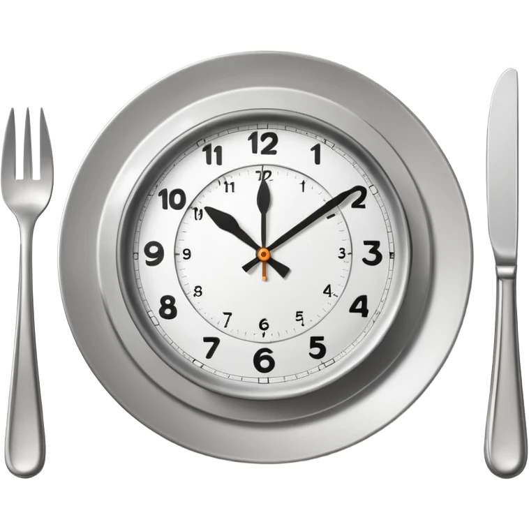 symbol for lunch break, stylized plate with cutlery and a clock emoji