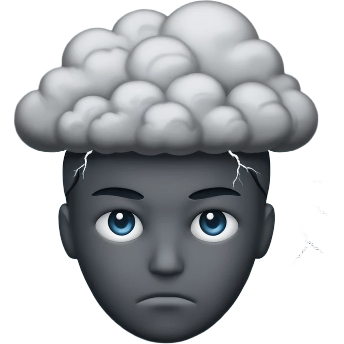 silhouette of a head with a storm cloud inside emoji