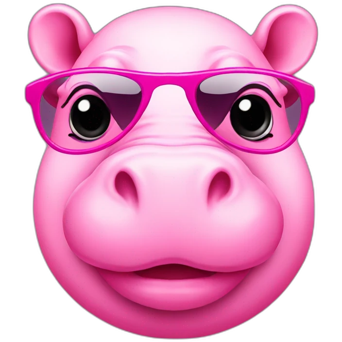 cute pink hippo with shades emoji
