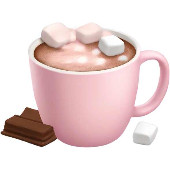 Light Pink mug of hot chocolate with marshmallows  emoji