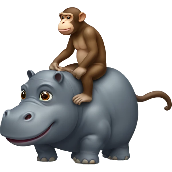 Monkey riding a hippo emoji