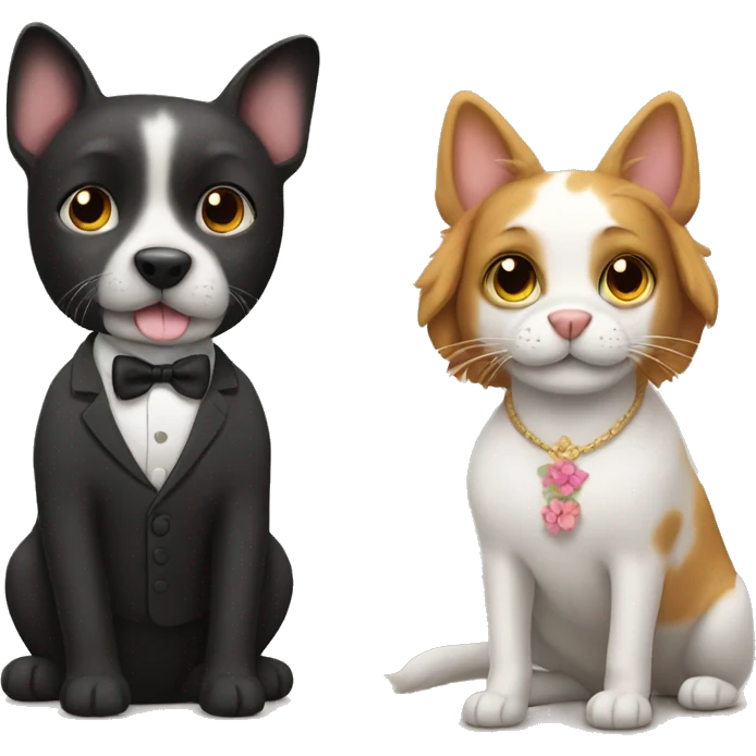 dog marrying a cat emoji