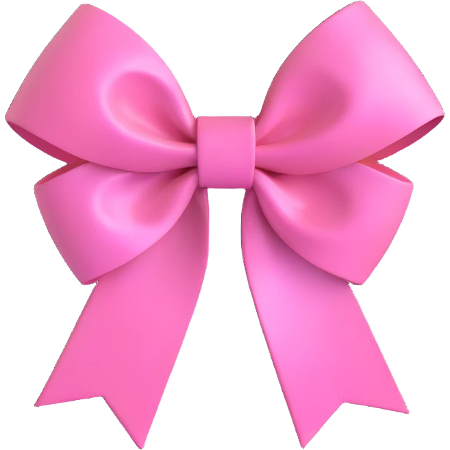 pink bow with metallic chrome shine emoji