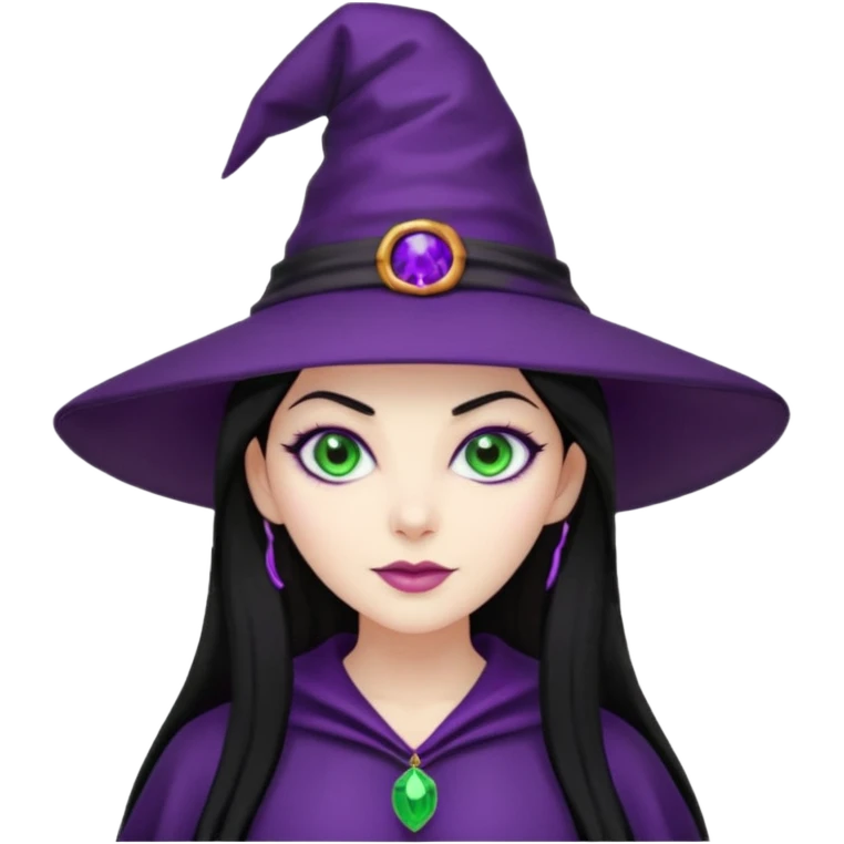 Halloween witch with purple witch hat and black hair emoji