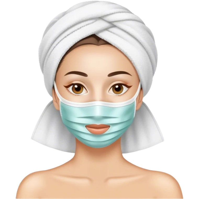 Lady with face mask spa beauty full face relaxing emoji