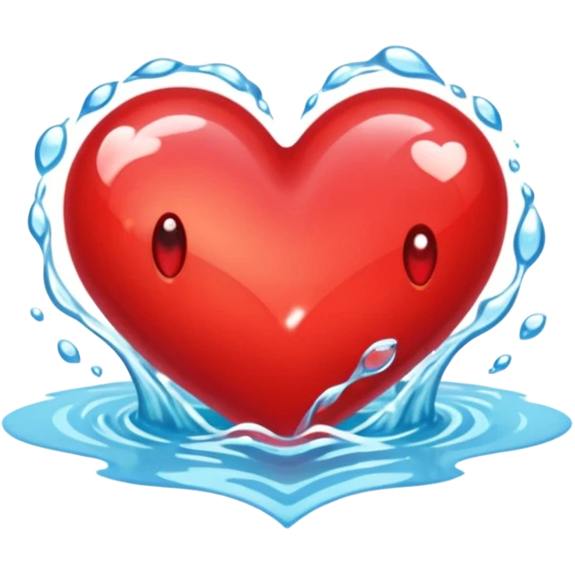 The heart beating in the flowing river emoji