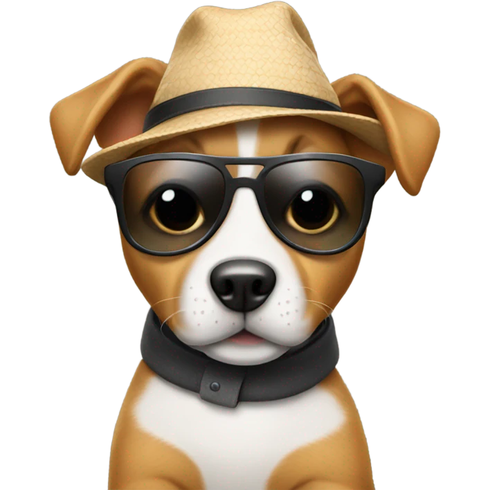 Puppy with hat and sunglasses emoji