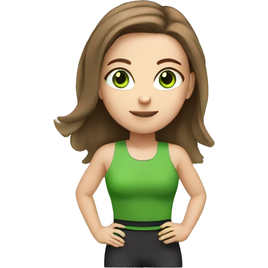 White girl with brown hair and green eyes training  emoji