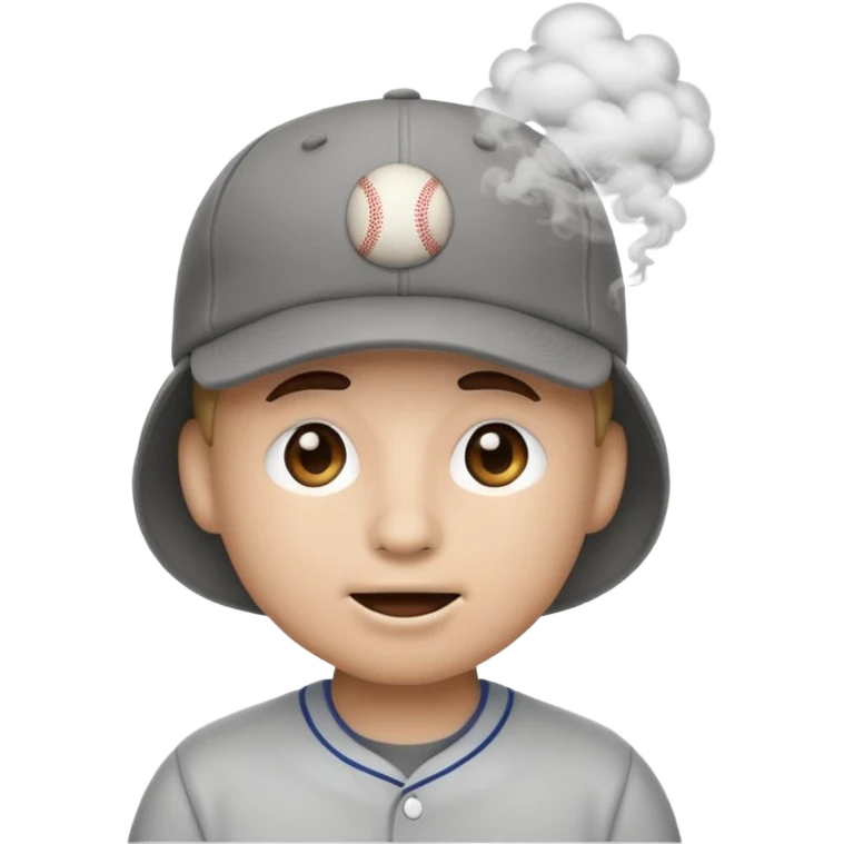 emoji with baseball cap, exhaling smoke emoji