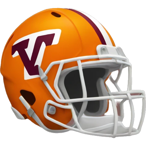 orange and maroon football helmet with VT emoji