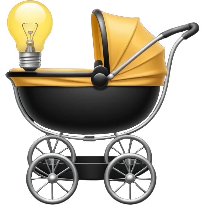 baby carriage with a lightbulb inside as baby emoji
