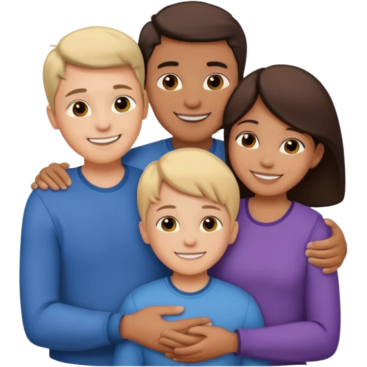 family of 5 hugging each other. including parents, sister and youngest brother emoji