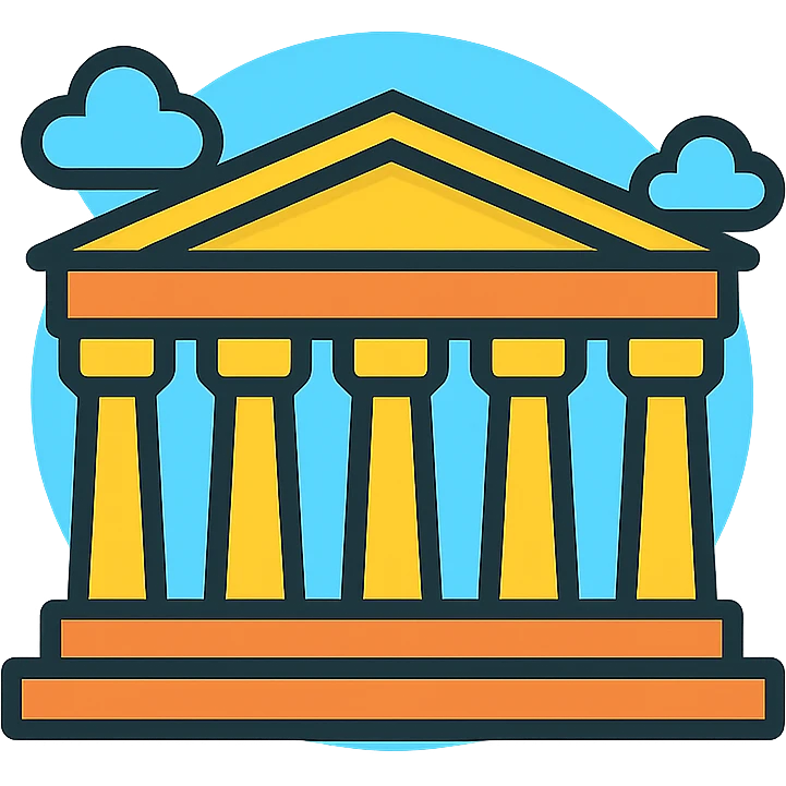 the Parthenon, stylized as a cartoon icon emoji